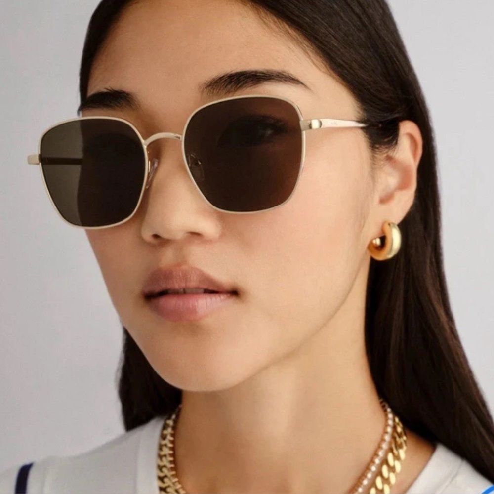 Aire Spiral Gold Square Shaped Frame Sunglasses Shatterproof Scratch Proof New